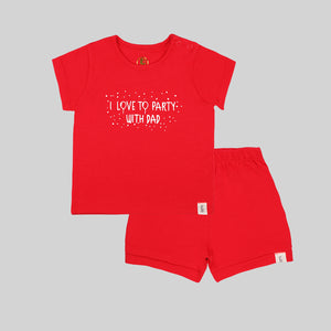 Baby-552B girls shorty Set (Red) - Organic cotton