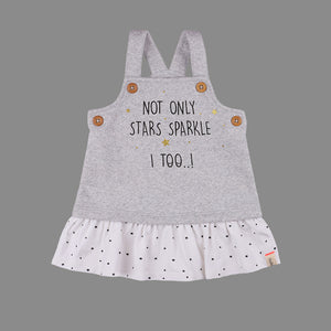 Baby Girls Grey Dungaree Dress Set - Organic cotton