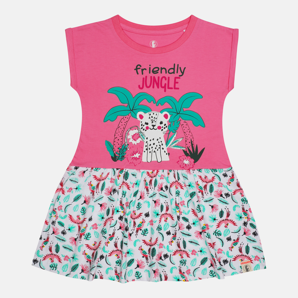 Girls Frendly Jungle Dress - Organic Cotton