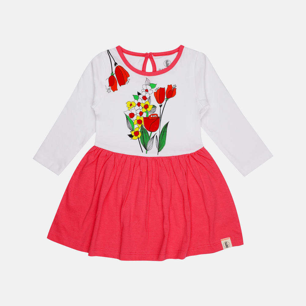 Baby- 814 Girls Bright printed floral Dress - Organic Cotton