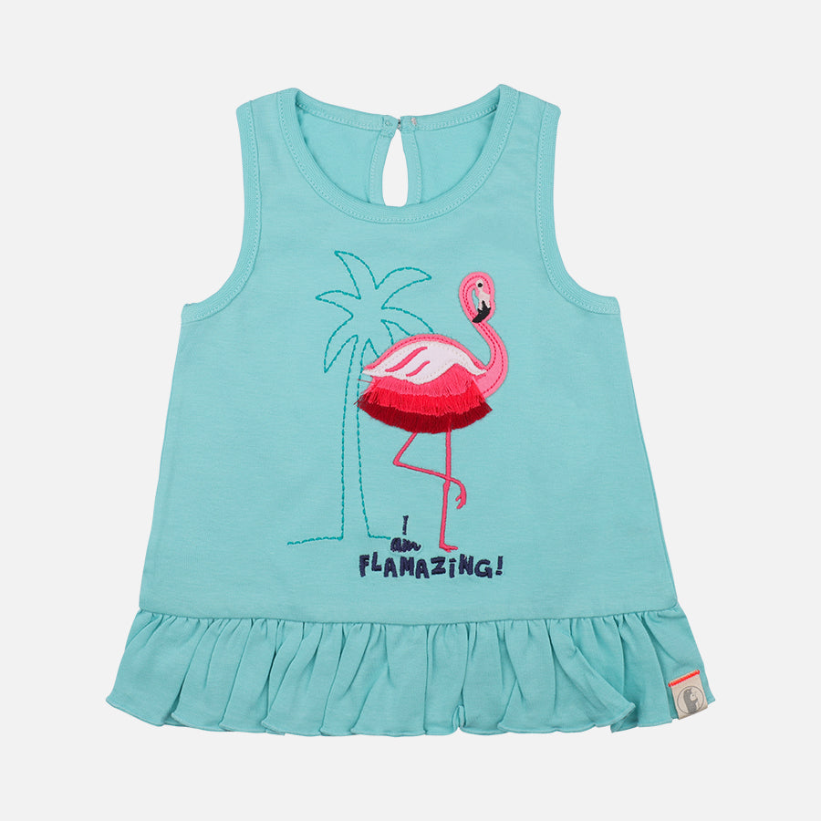 Baby-588 Girl Trendy Summer Flamingo Shorty Set - Organic Cotton
