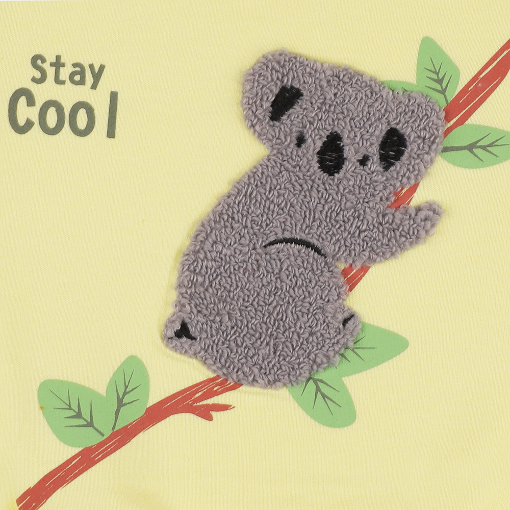 Baby-733 Girl Koala Embroidered Tee  - Organic Cotton