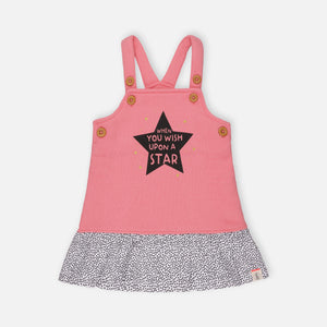 Baby Girls Pink Dungaree Dress Set - Organic cotton